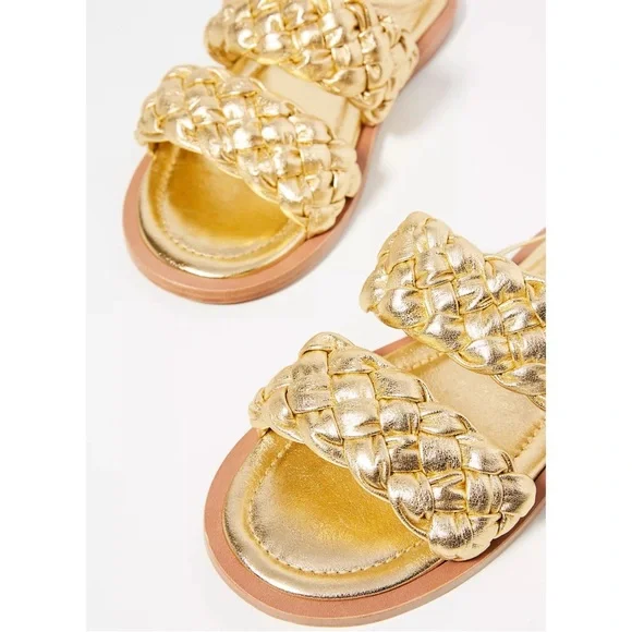 Anthropologie x Vicenza Metallic Braided Gold Sandals NWT SZ 9 - Picture 3 of 14